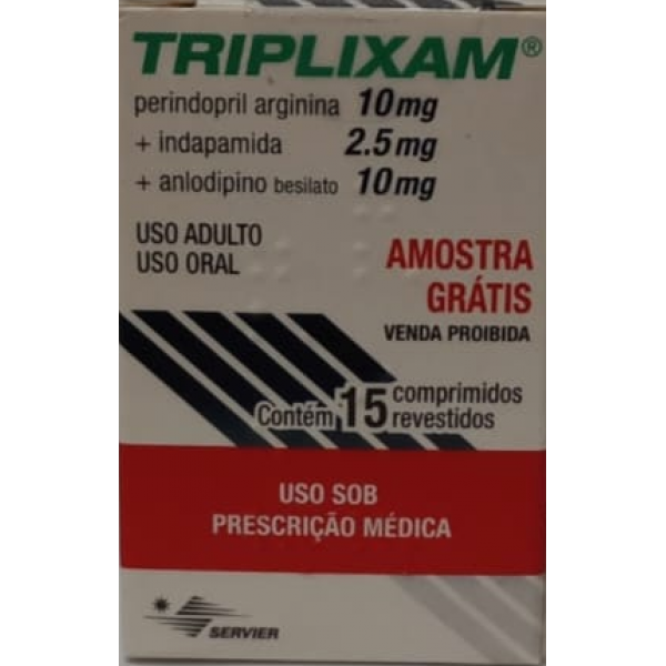 TRIPLIXAM - PERINDOPRIL ARGININA 10MG + INDAPAMIDA 2,5MG + ANLODIPINO 10MG - 15 COMPRIMIDOS